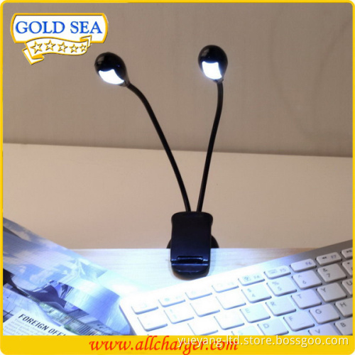 2 Arms LED Table Light Mini Clip Book Reading Lamp clamp Light
